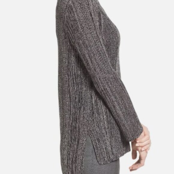 BOSS Women's Viscose Knit Sweater Heathered Black White Minimalist Boxy Casual - Picture 4 of 7